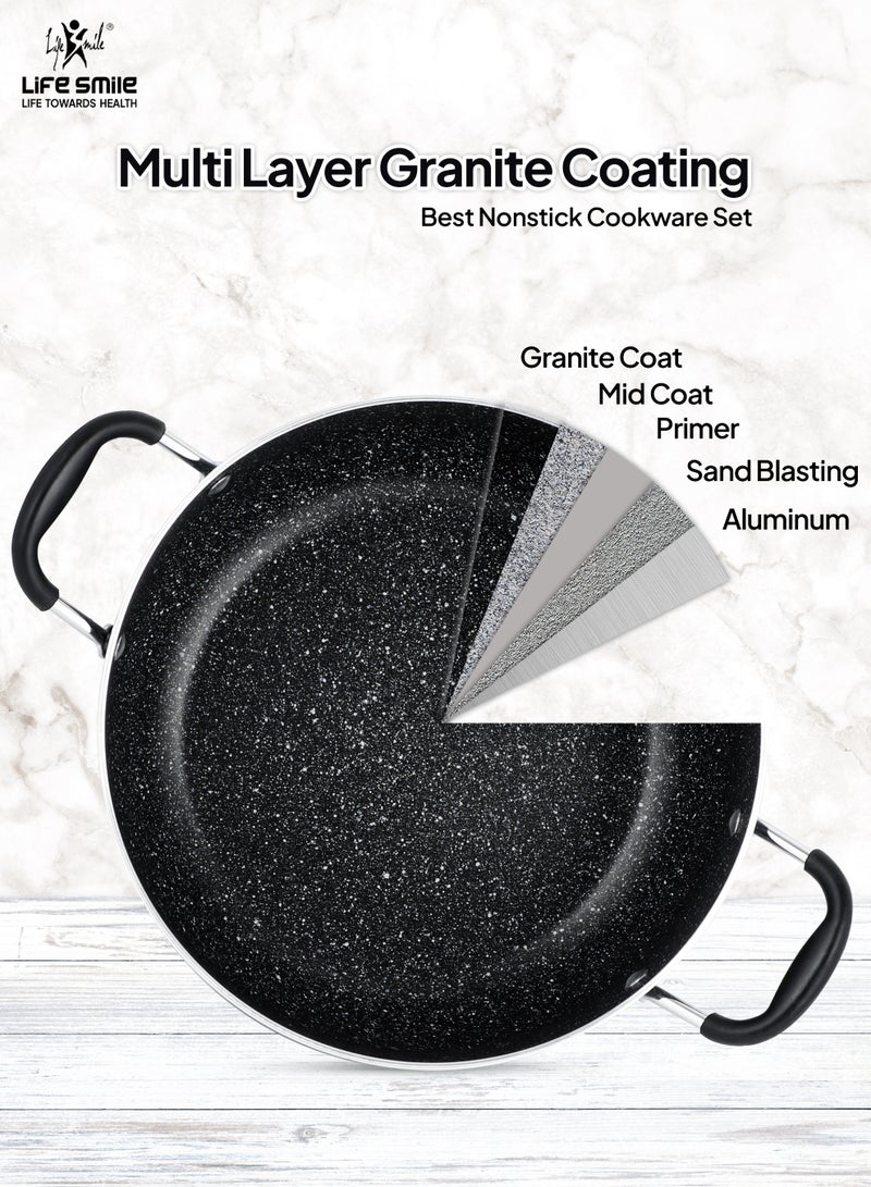 Life Smile Nonstick Cookware Set 29 pcs Cookwares- Pots and Pans set-Granite Coating Cooking Pots set Includes 16/20/24/28/32/36/40cm Soup pot with Lid,24/28/32/36/40cm Shallow Pot with Lid And 5pcs Silicone Tools - Image 4